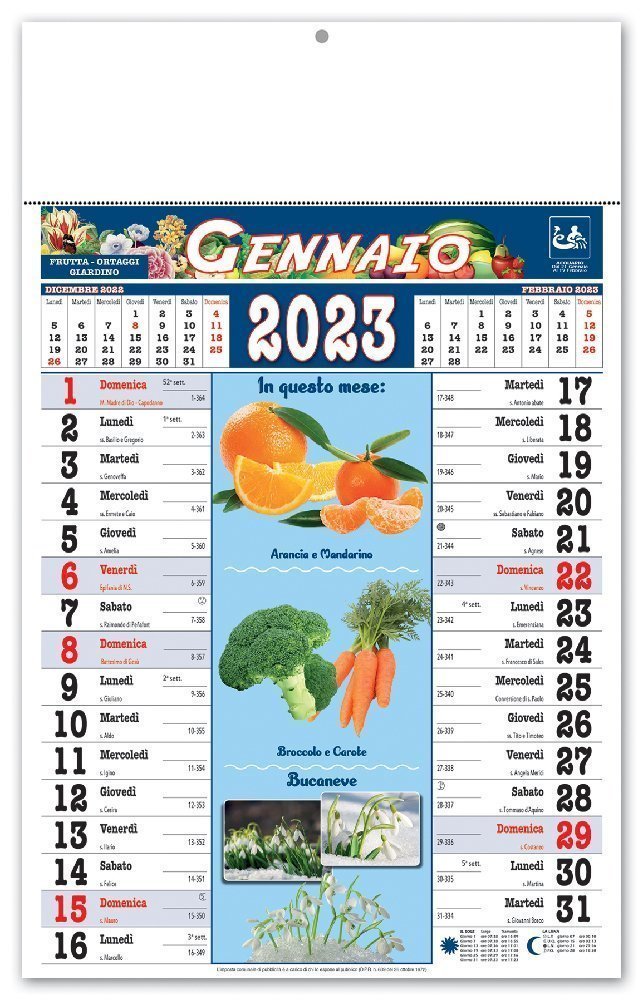 Calendario Illustrato &ldquo;Frutta e Verdura&rdquo; - C0206